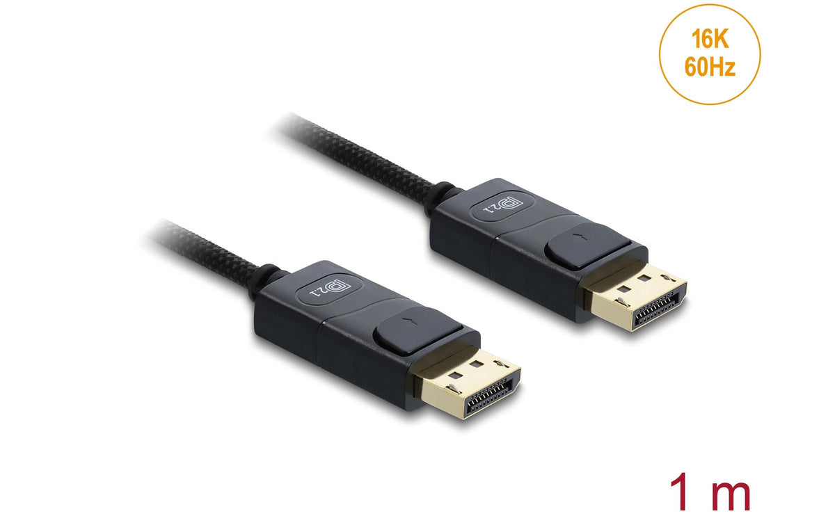 DeLOCK DisplayPort Kabel DP 2.1 8K 60 Hz – 1 m – HDR, geflochten