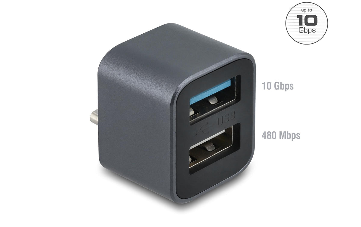 DeLOCK USB-Hub – USB-C, 2× USB-A (1× 10 Gbit/s), für Windows/Mac/ChromeOS