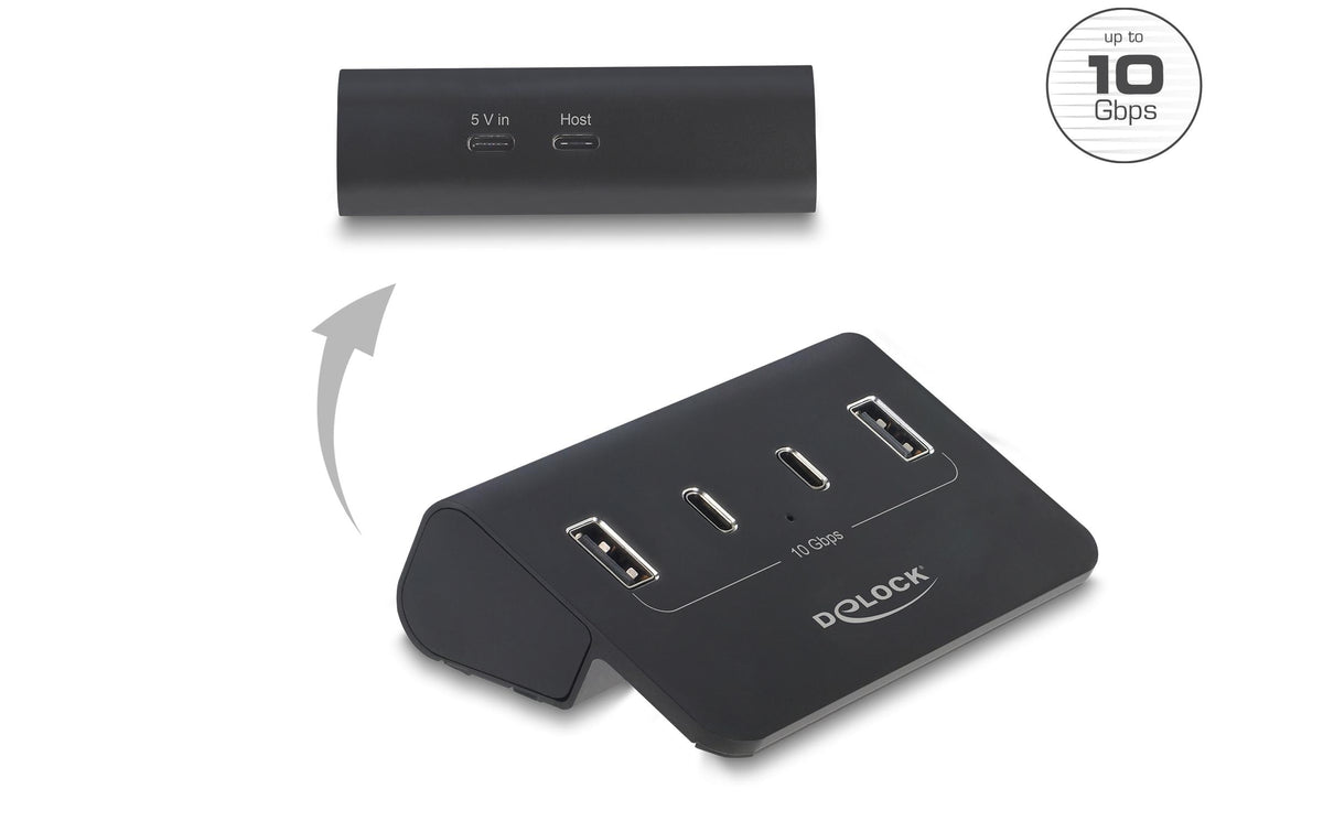 DeLOCK USB-Hub – USB-C, 2× USB-C, 2× USB-A, für Windows/Mac/ChromeOS