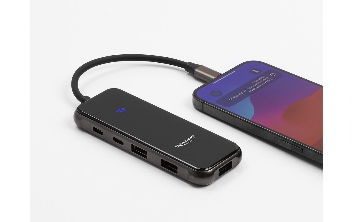 DeLOCK 92001 Dockingstation – USB-C, 1× HDMI, 3× USB-A, 1× USB-C, 85 W PD, SD/microSD, für Windows/Mac/ChromeOS