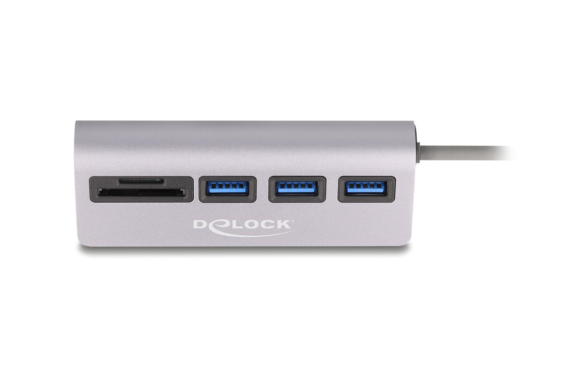 DeLOCK USB-Hub – USB-C, 3× USB-A, SD/microSD, für Windows/Mac/ChromeOS