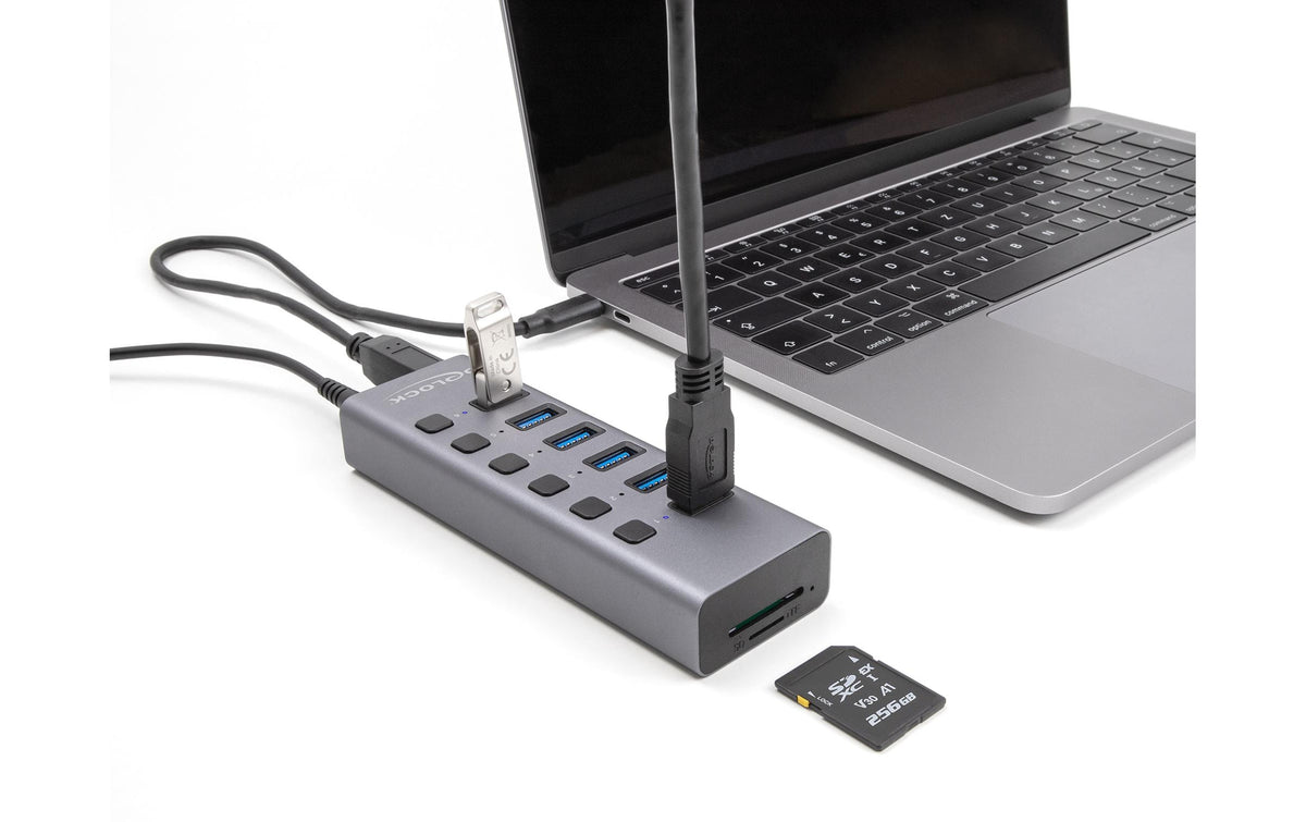 DeLOCK 64237 USB-Hub – USB-A, SD/microSD, für Windows/Mac/ChromeOS