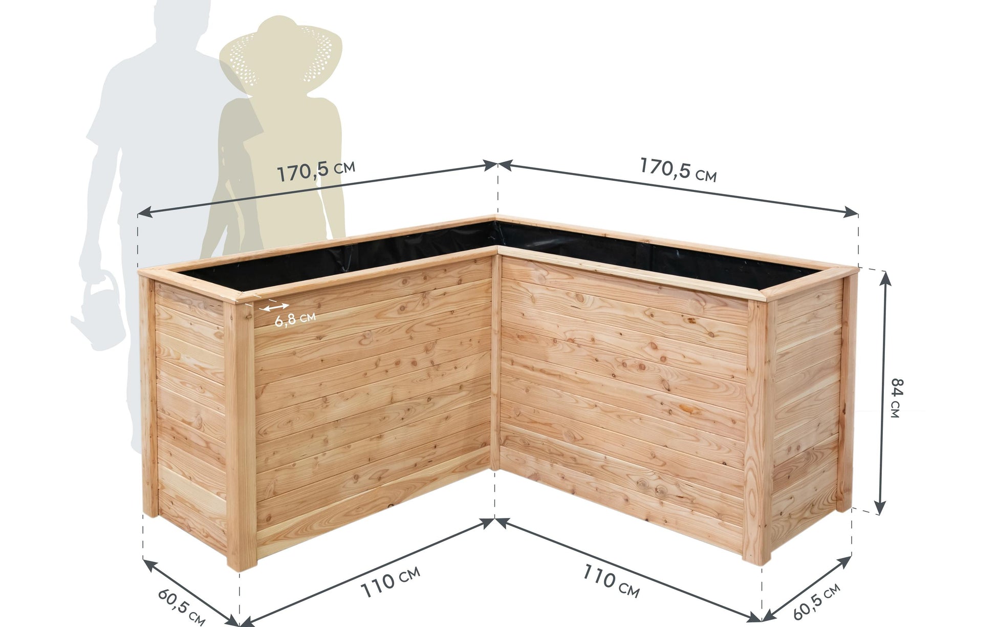 Westmann Klassik Hochbeet – 170,5 × 170,5 × 84 cm – Lärche