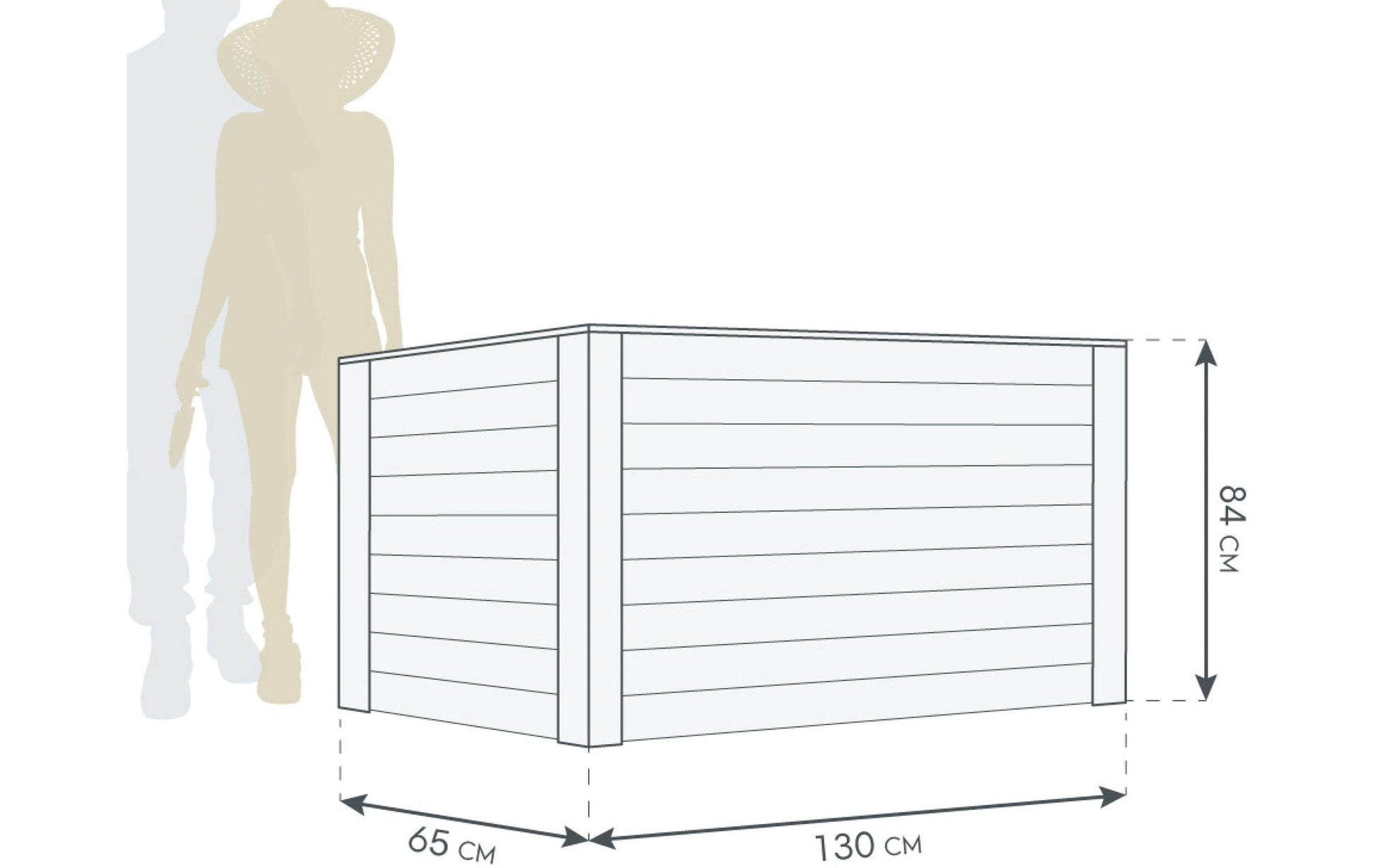 Westmann Klassik Hochbeet – 130 × 84 × 65 cm – Lärche