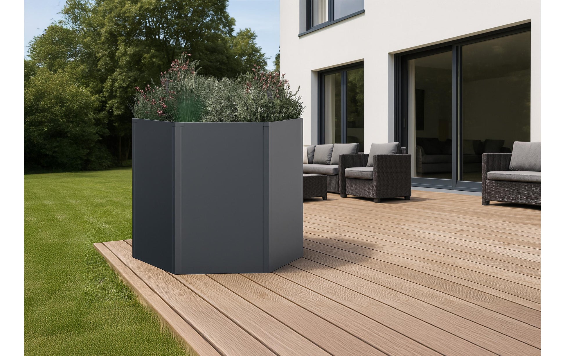 Westmann Varia77 Sechseckiges Hochbeet – 100 × 100 × 77 cm – Stahl, Anthrazit