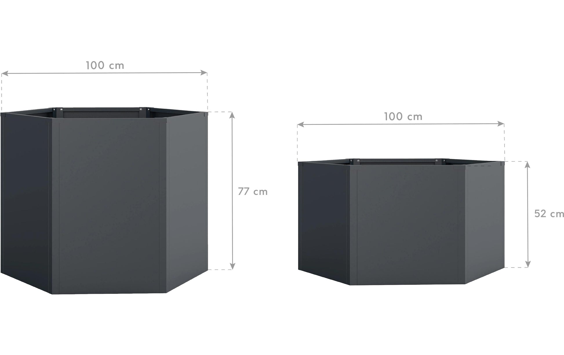 Westmann Varia Hochbeet 2er-Set 1000 × 520/770 × 1000 mm – Stahl – Anthrazit – 6-eckig