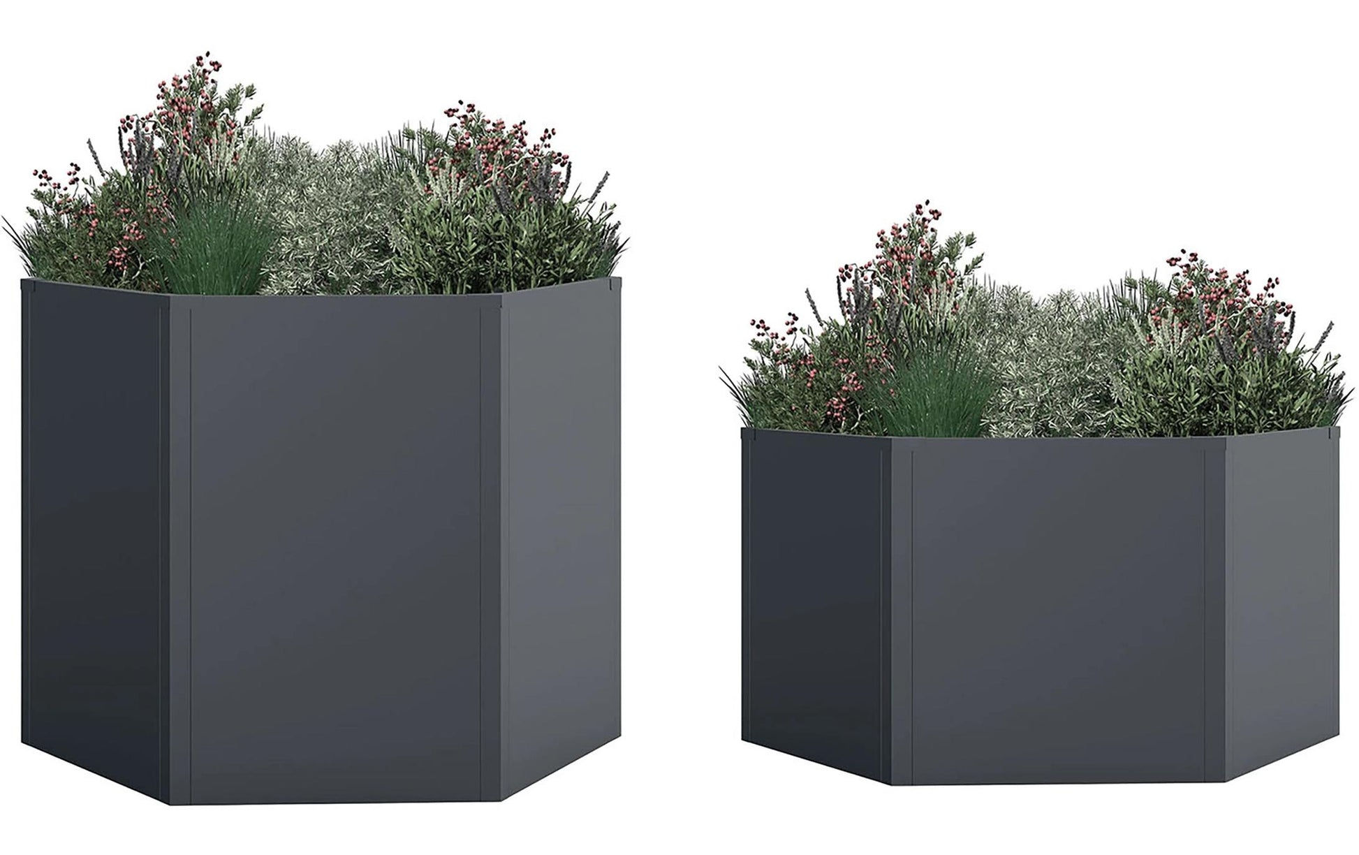 Westmann Varia Hochbeet 2er-Set 1000 × 520/770 × 1000 mm – Stahl – Anthrazit – 6-eckig