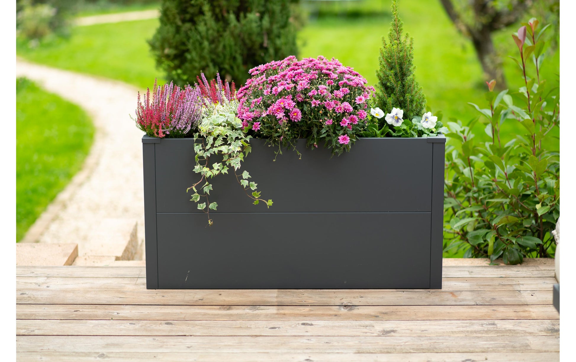 Westmann Talus L Pflanzkübel – 100 × 52 × 25 cm – Stahl, Anthrazit