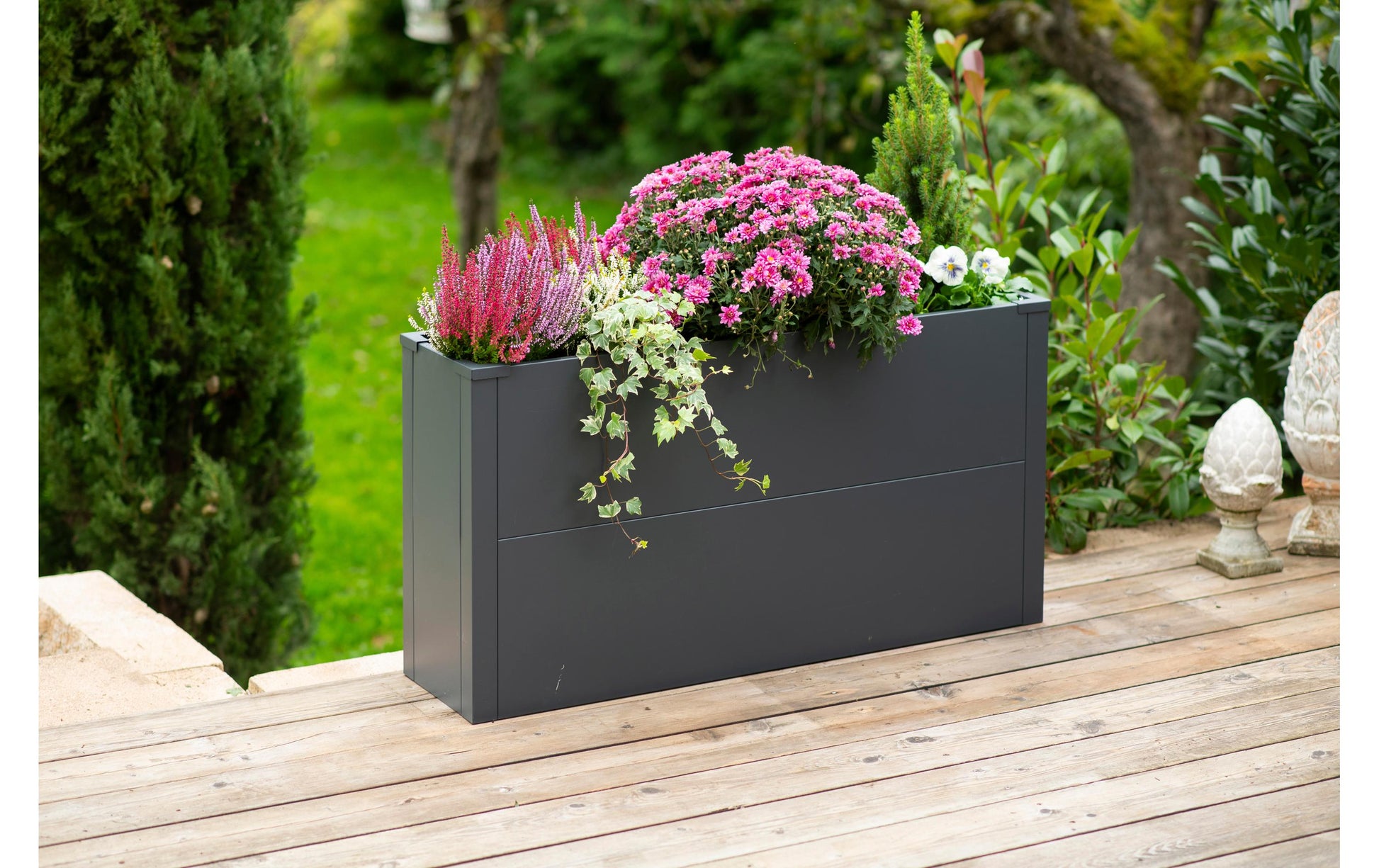 Westmann Talus L Pflanzkübel – 100 × 52 × 25 cm – Stahl, Anthrazit