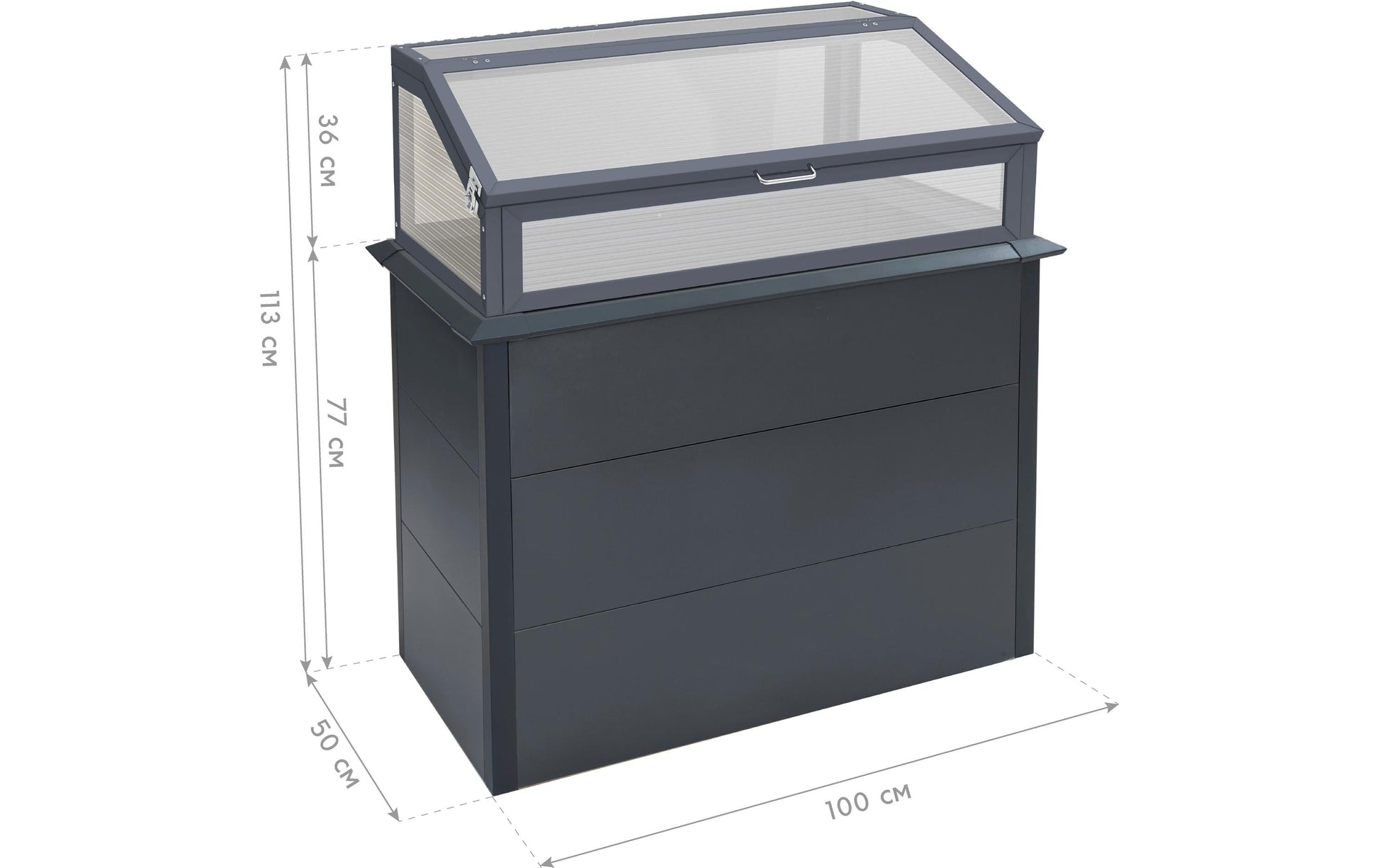 Westmann Hochbeet mit Frühbeetaufsatz – 100 × 113 × 50 cm – Stahl, Anthrazit