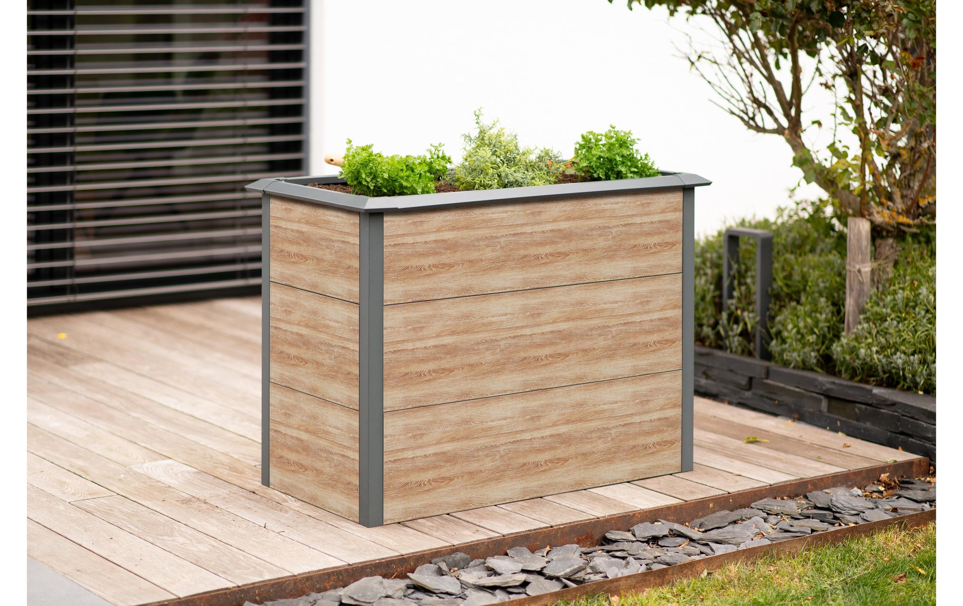 Westmann Primus-Multi M Hochbeet – Metall – Anthrazit/Braun (inkl. Schneckenschutz) – 1000 × 770 × 500 mm