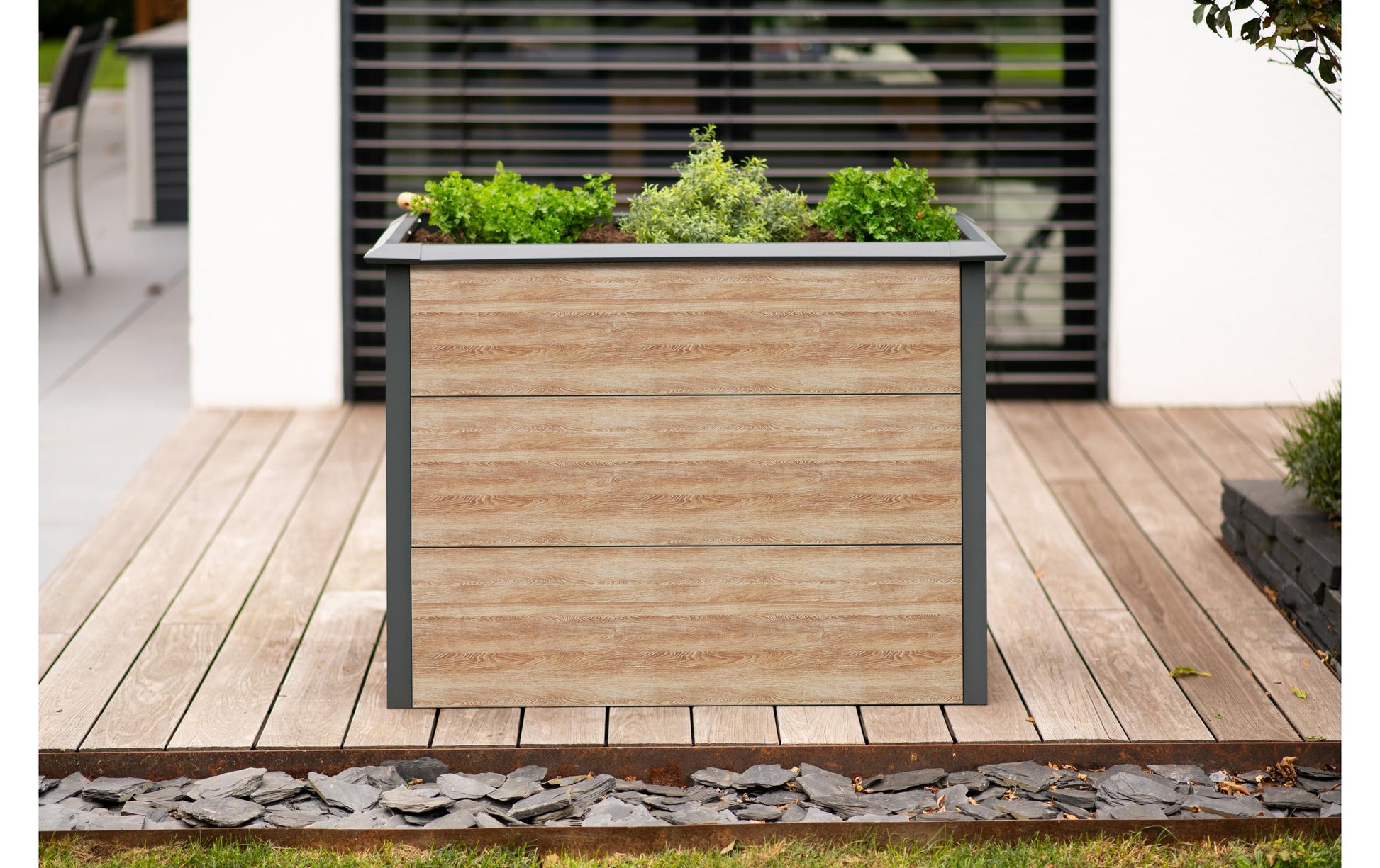 Westmann Primus-Multi M Hochbeet – Metall – Anthrazit/Braun (inkl. Schneckenschutz) – 1000 × 770 × 500 mm