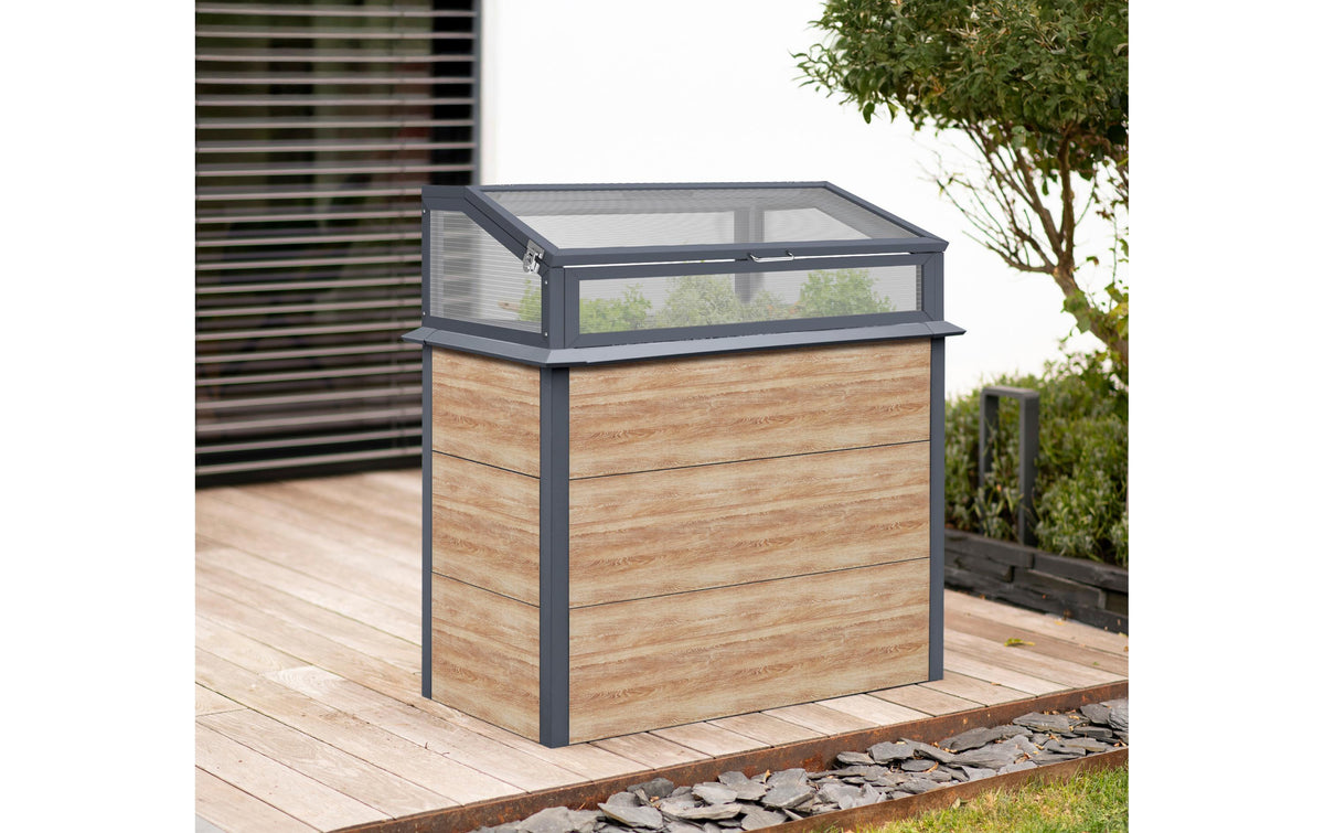 Westmann Hochbeet mit Frühbeetaufsatz – 100 × 113 × 50 cm – Stahl, Grau