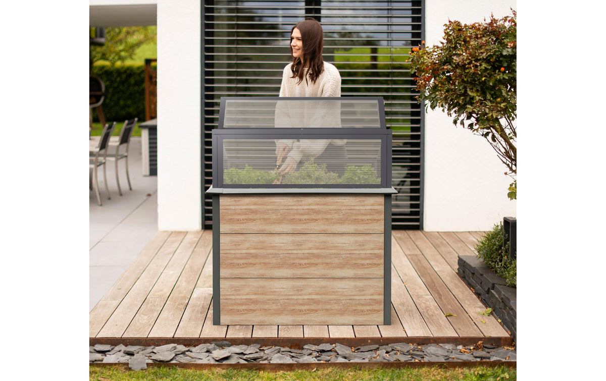Westmann Hochbeet mit Frühbeetaufsatz – 100 × 113 × 50 cm – Stahl, Grau