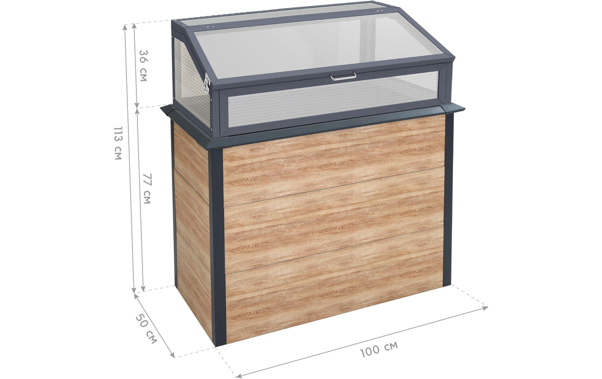 Westmann Hochbeet mit Frühbeetaufsatz – 100 × 113 × 50 cm – Stahl, Grau