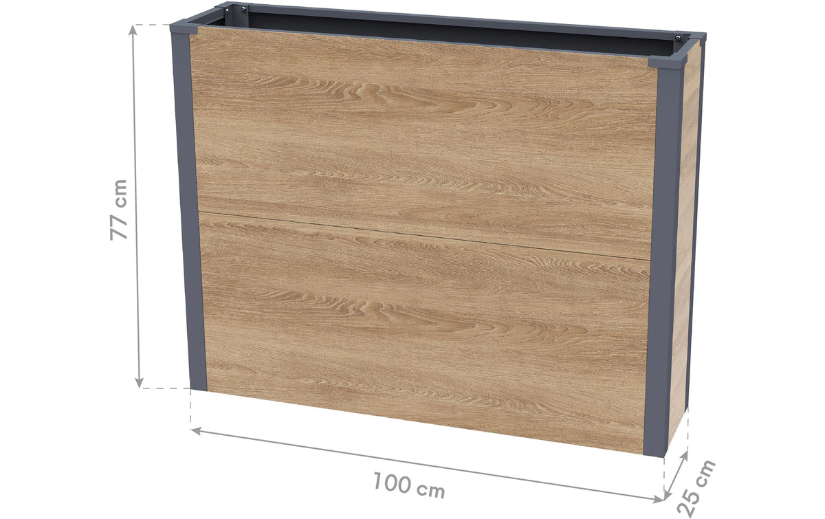 Westmann Talus XL Pflanzkasten – 100 × 77 × 25 cm – Stahl, Holzoptik