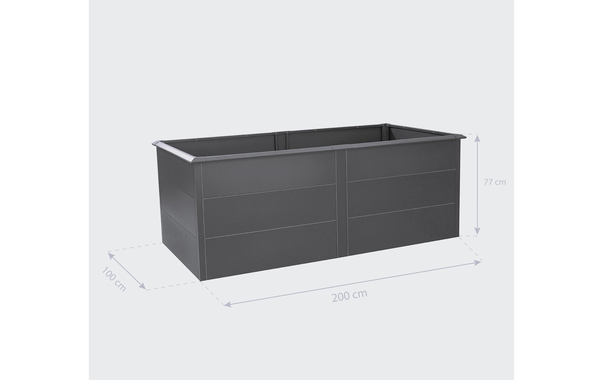 Westmann Primus XL Hochbeet 1540 l – Stahl – Anthrazit – 2000 × 770 × 1000 mm