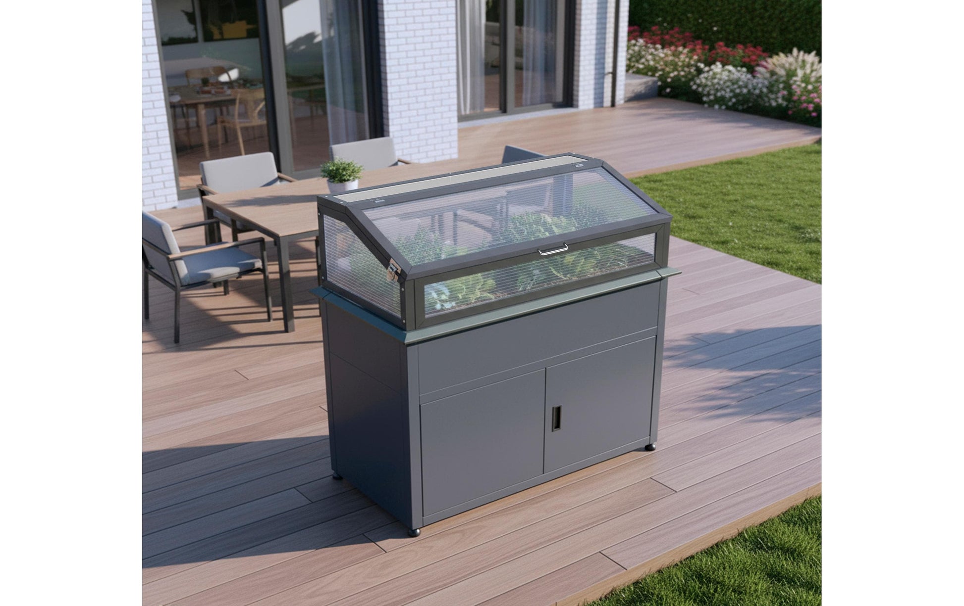 Westmann Hochbeet 170 l – Kunststoff/Stahl – Anthrazit – 1000 × 1200 × 500 mm