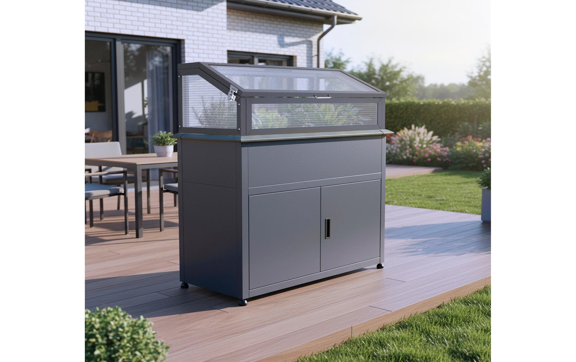 Westmann Hochbeet 170 l – Kunststoff/Stahl – Anthrazit – 1000 × 1200 × 500 mm