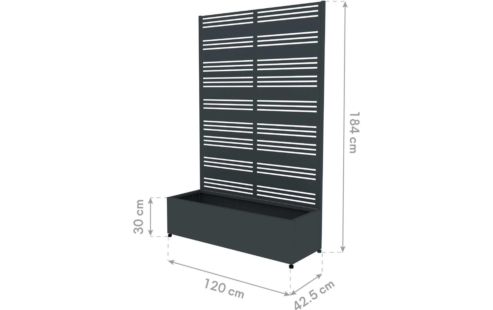 Westmann Dekora 2 Pflanzkasten – 120 × 184 × 42,5 cm – Stahl, Anthrazit