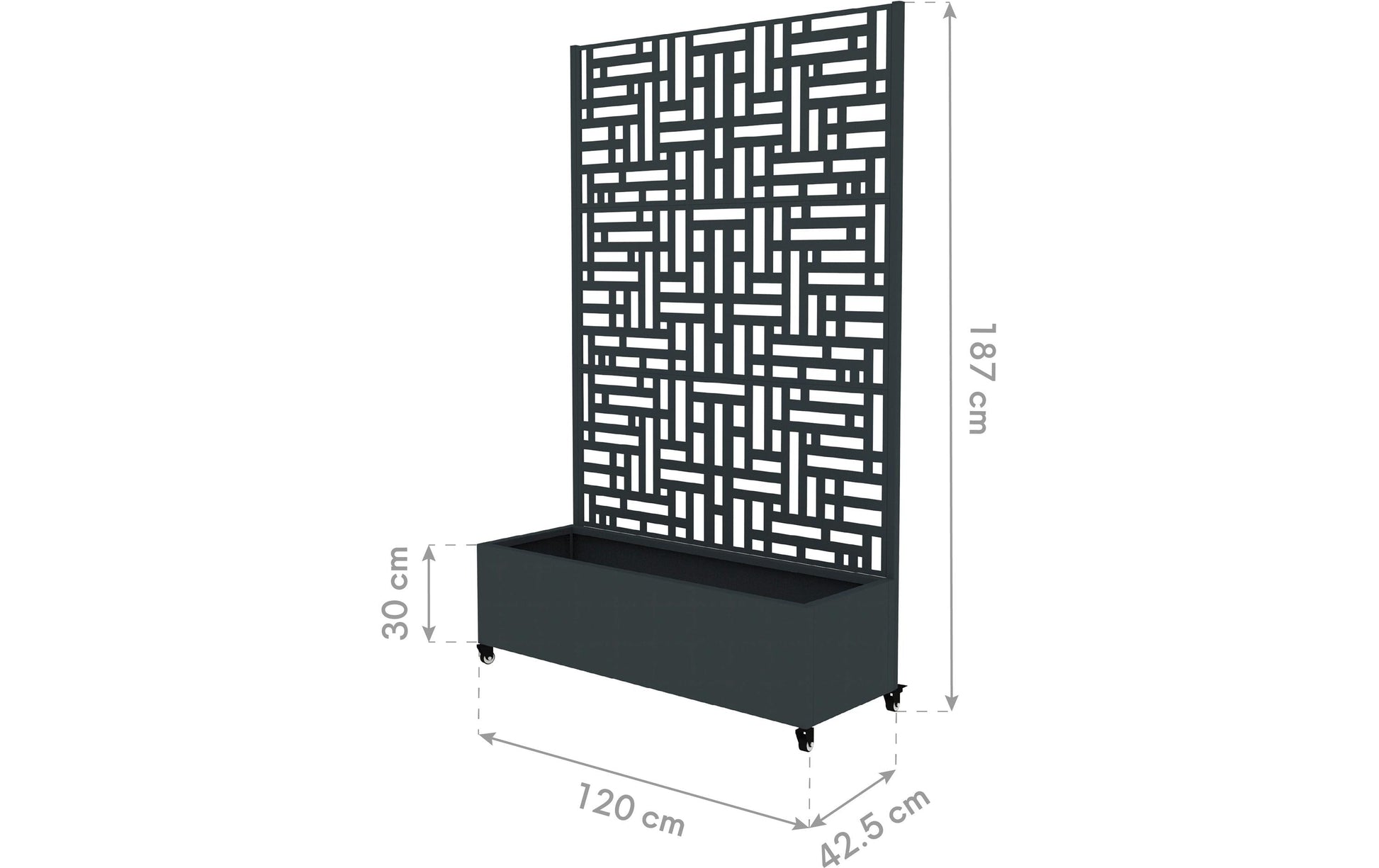 Westmann Dekora 3 Pflanzkasten – 120 × 42,5 × 187 cm – Stahl, Anthrazit