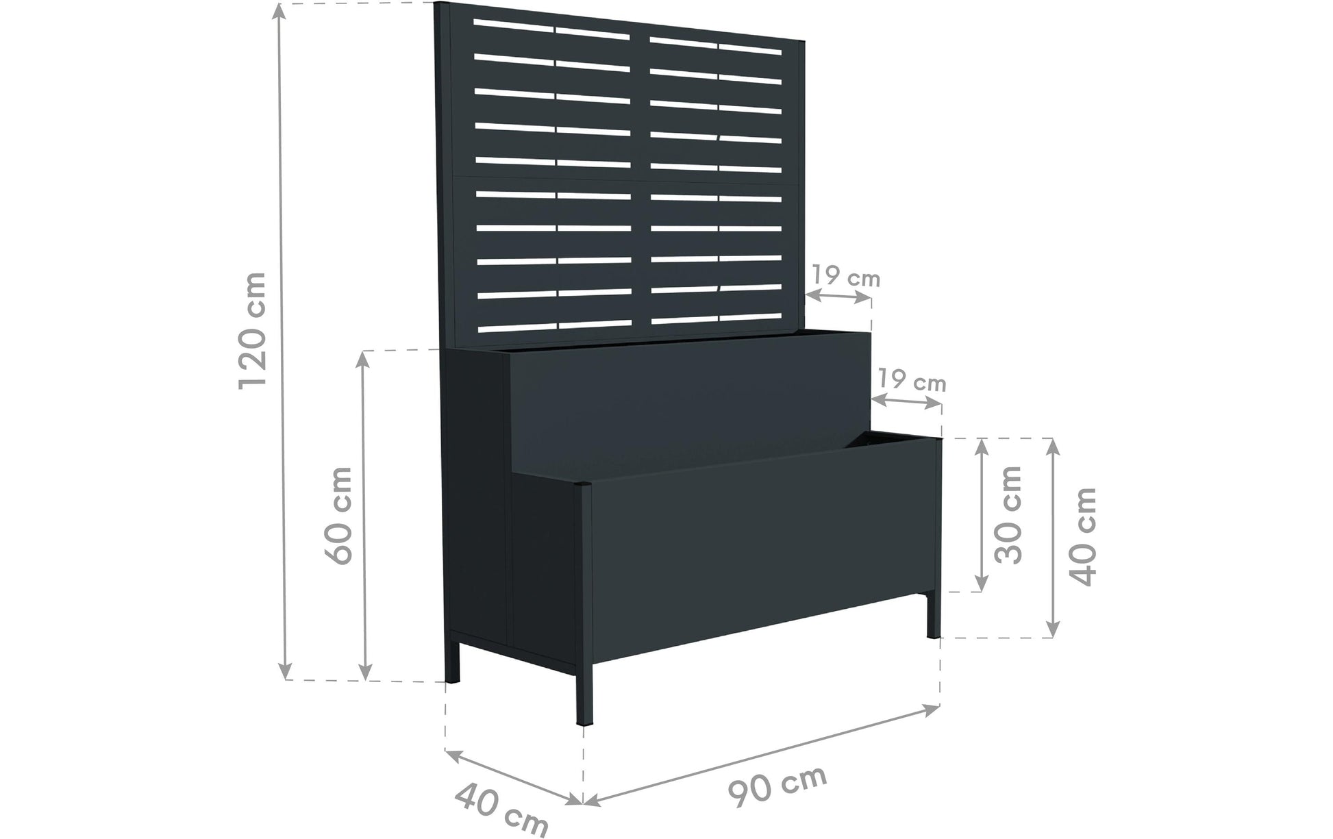 Westmann Pflanzkasten – 90 × 120 × 40 cm – Stahl, Anthrazit