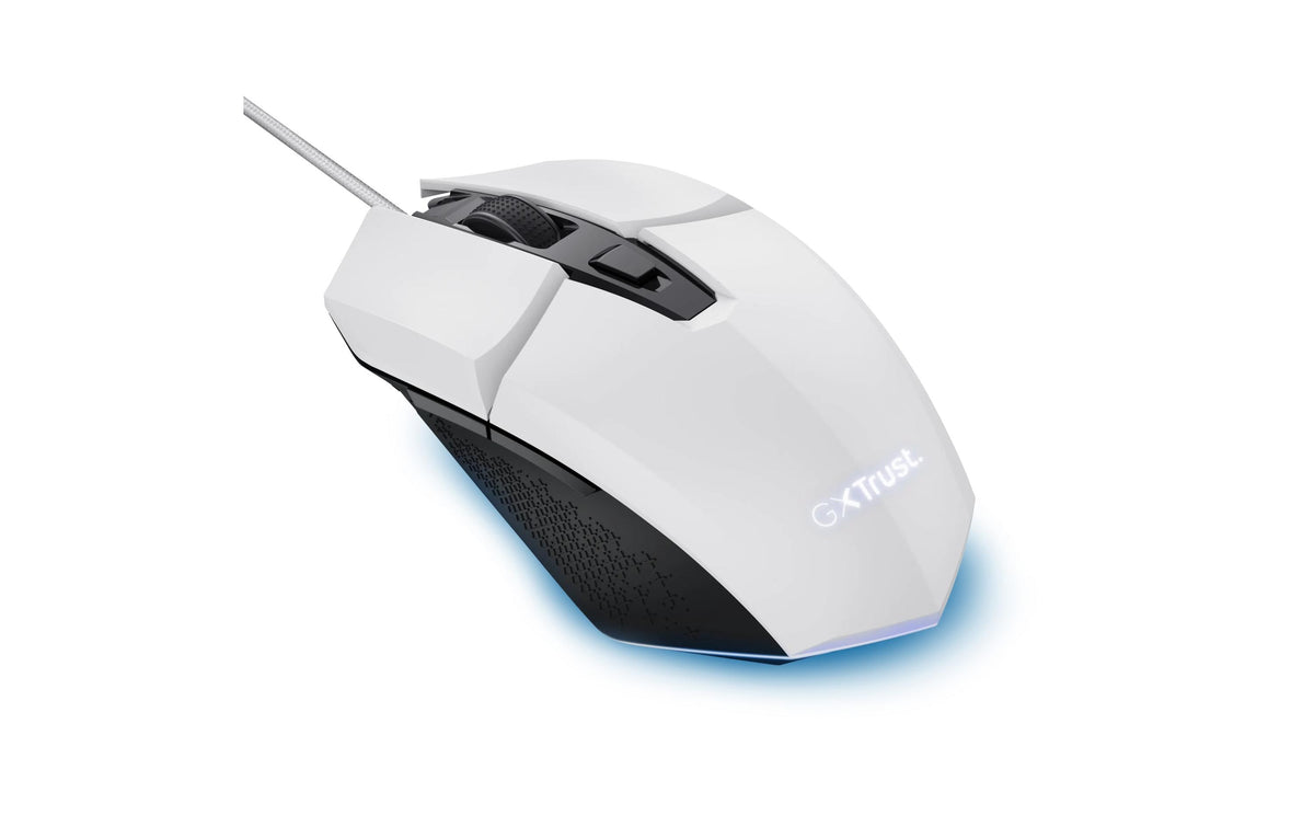 Trust GXT109 Felox – Gaming-Maus – Kabelgebunden (USB‑A), 6400 DPI, RGB-Beleuchtung, rechts, Weiss, Schwarz