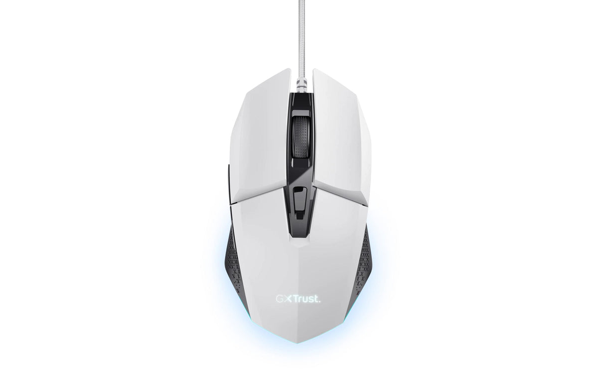 Trust GXT109 Felox – Gaming-Maus – Kabelgebunden (USB‑A), 6400 DPI, RGB-Beleuchtung, rechts, Weiss, Schwarz