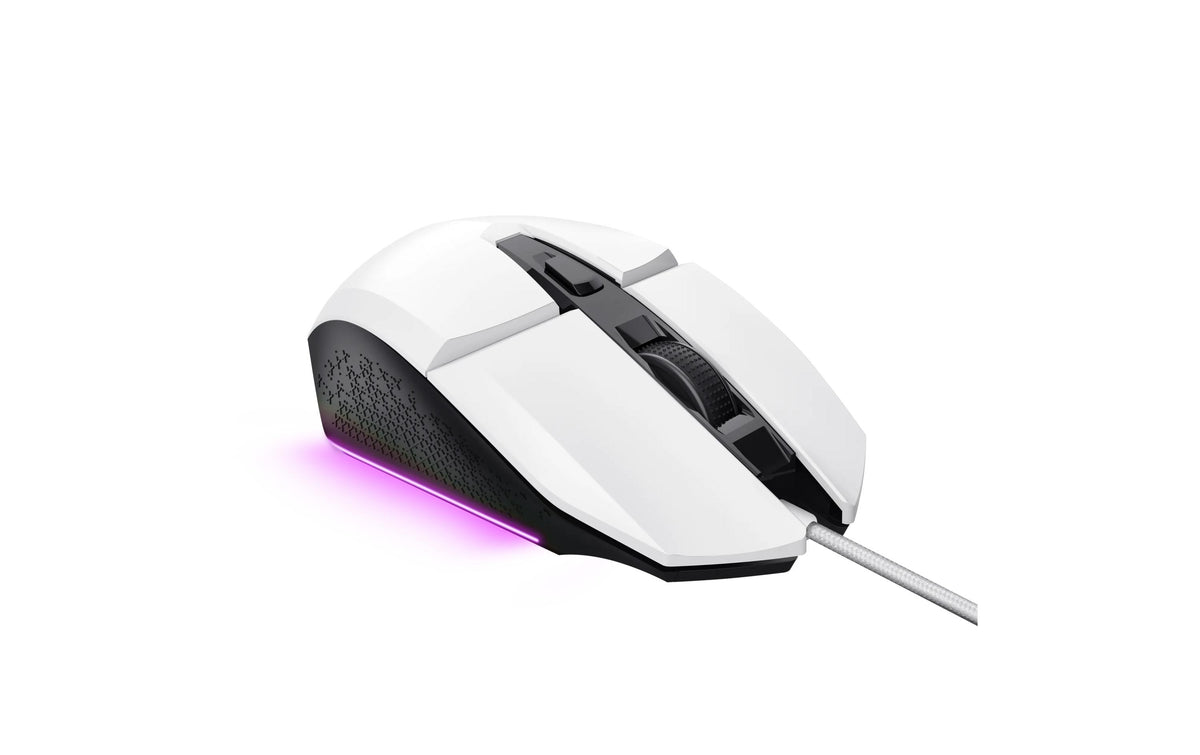 Trust GXT109 Felox – Gaming-Maus – Kabelgebunden (USB‑A), 6400 DPI, RGB-Beleuchtung, rechts, Weiss, Schwarz