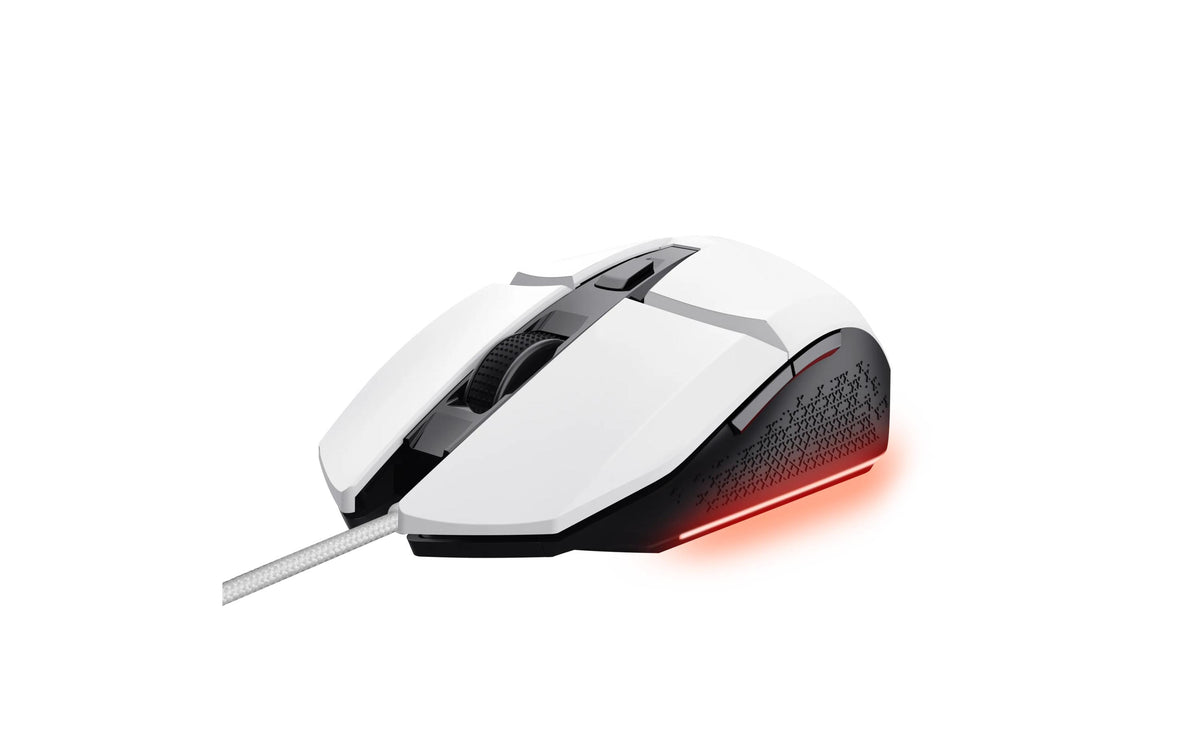 Trust GXT109 Felox – Gaming-Maus – Kabelgebunden (USB‑A), 6400 DPI, RGB-Beleuchtung, rechts, Weiss, Schwarz