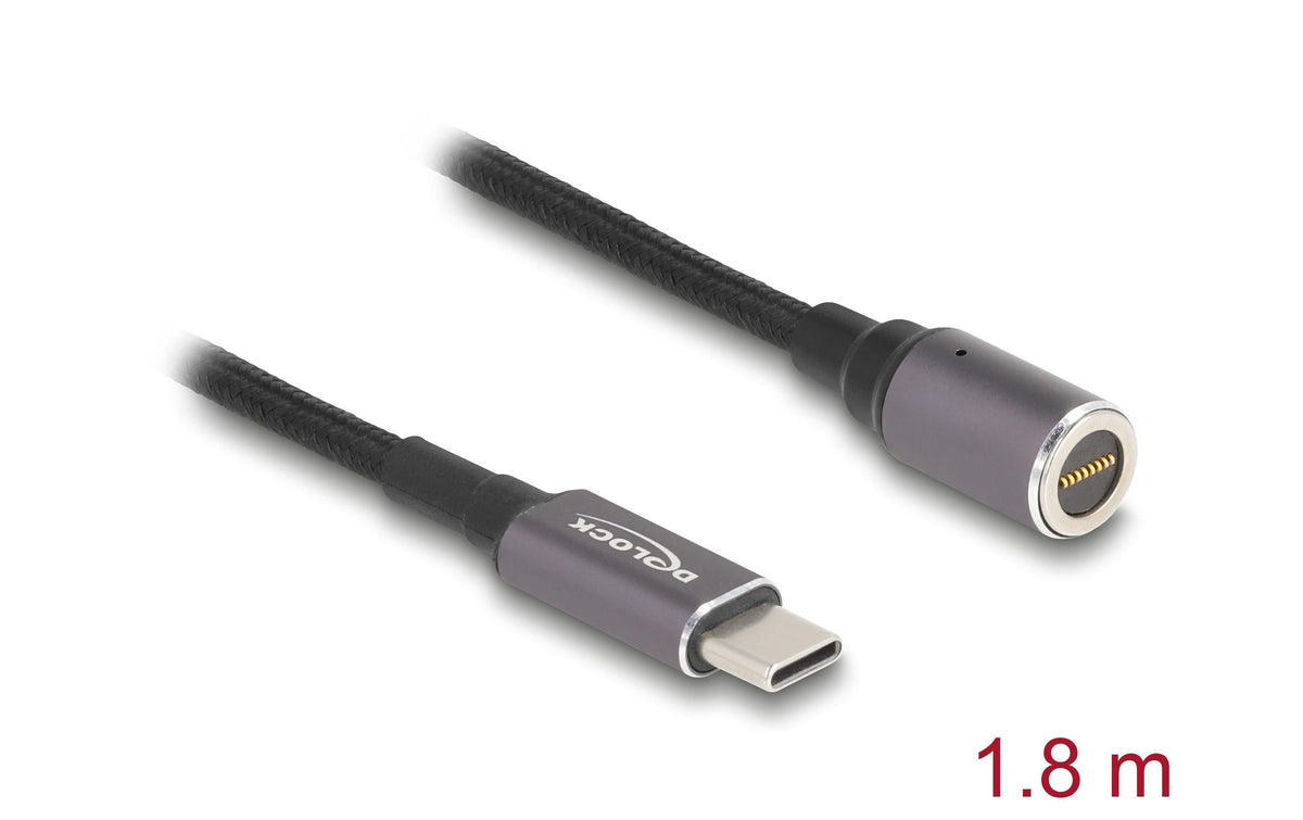 DeLOCK USB-C auf magnetisches 8-Pin-Konnektor-Kabel – 1,8 m – PD 60 W – für USB-C Netzteile (min. 60 W)