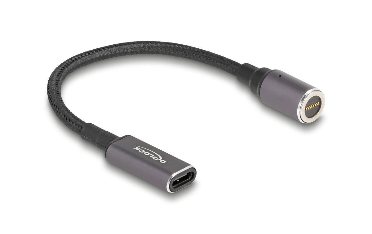 DeLOCK Adapter-Kabel USB-C zu magnetischem 8-Pin-Konnektor – 60 W PD (20 V/3 A), 15 cm, Anthrazit/Schwarz