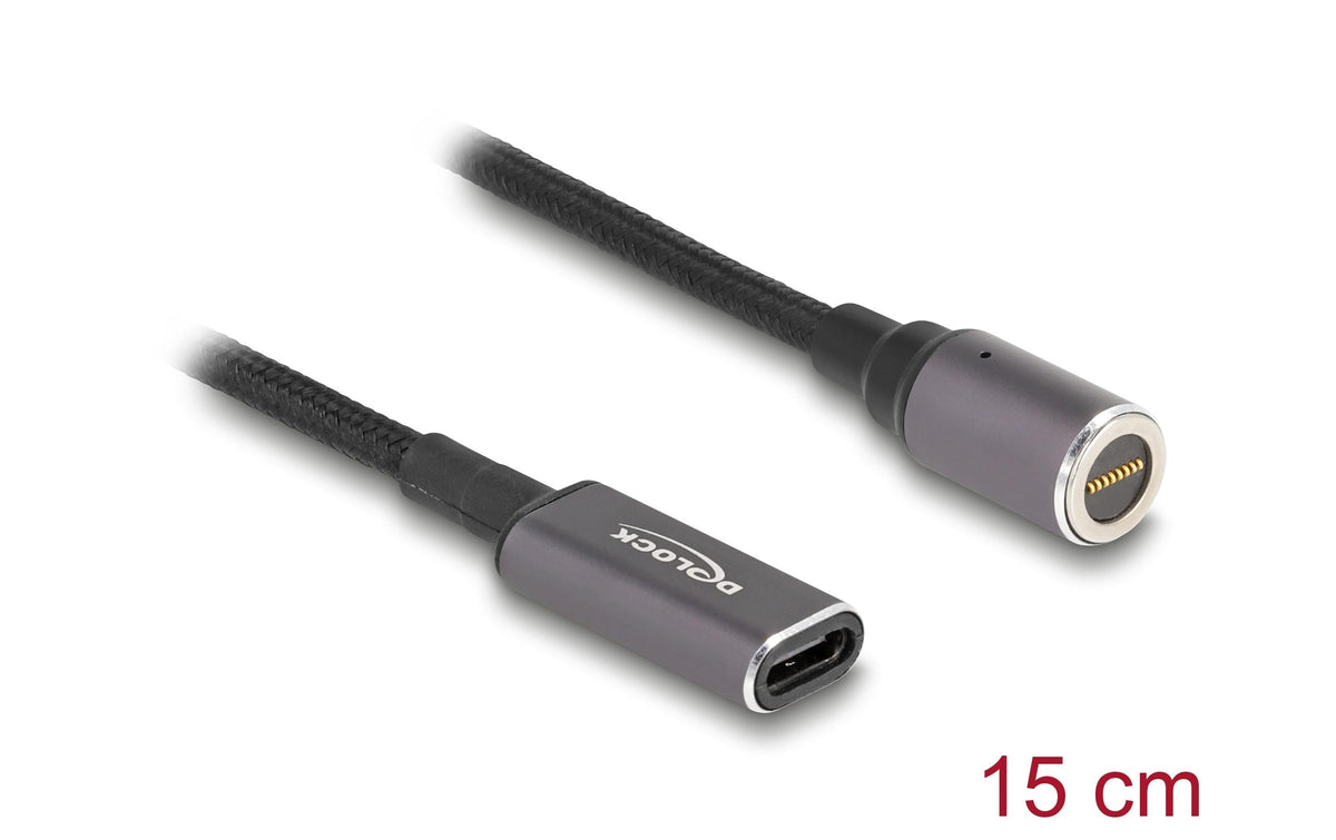 DeLOCK Adapter-Kabel USB-C zu magnetischem 8-Pin-Konnektor – 60 W PD (20 V/3 A), 15 cm, Anthrazit/Schwarz
