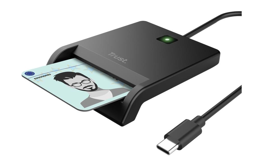 Trust Primo – Smartcard-Leser – USB Typ-A, USB Typ-C, Schwarz