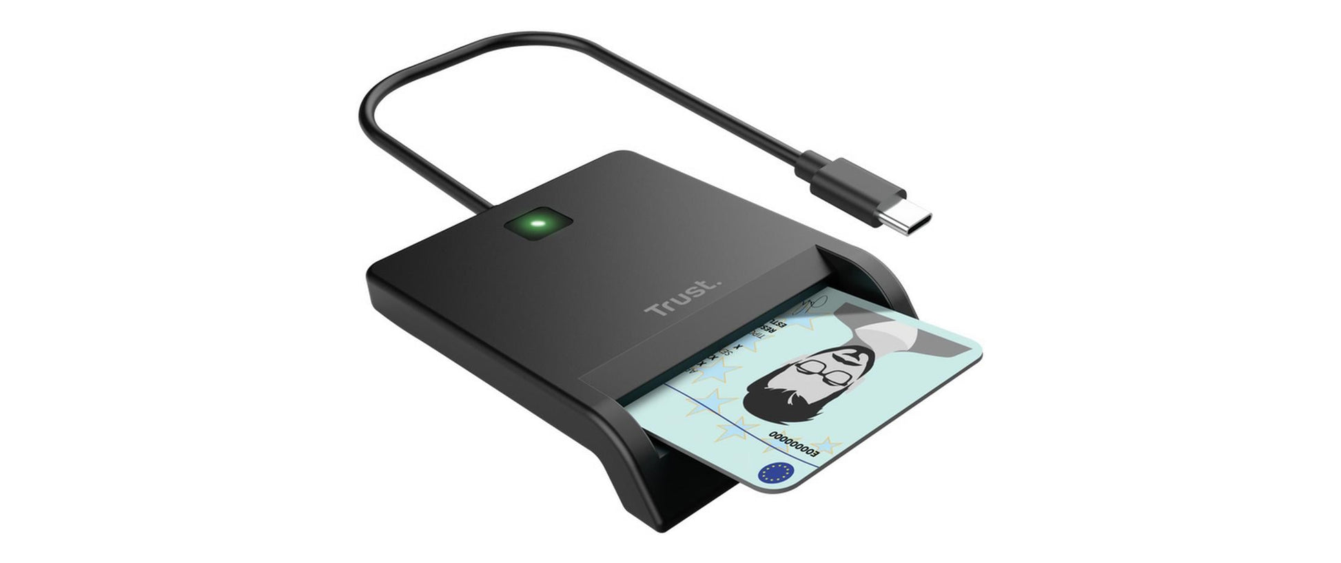 Trust Primo – Smartcard-Leser – USB Typ-A, USB Typ-C, Schwarz