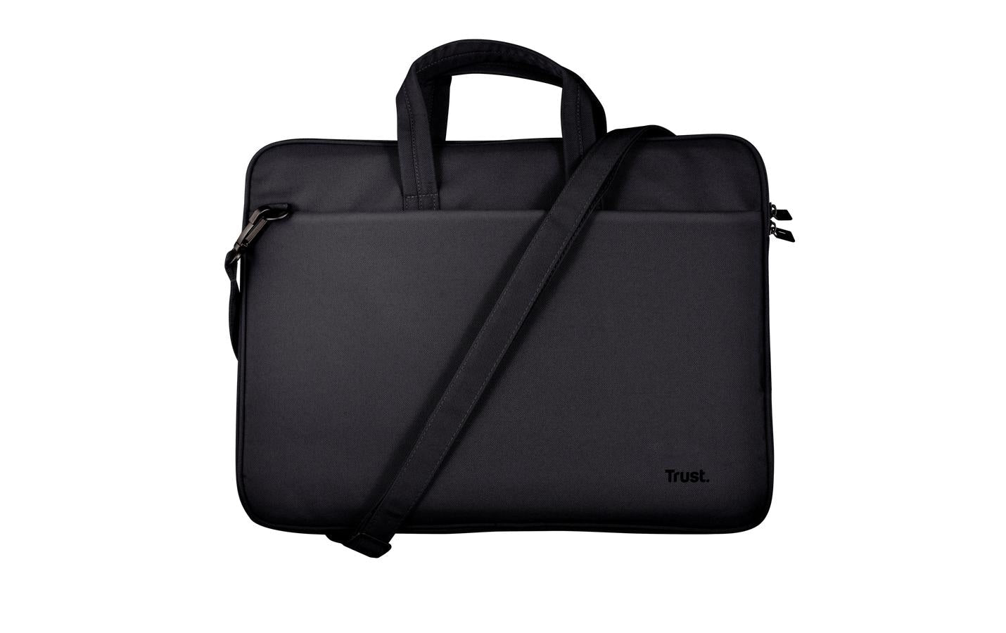 Trust Notebook-Tasche bis 14" – aus recyceltem Polyester, 2 Fächer – Schwarz
