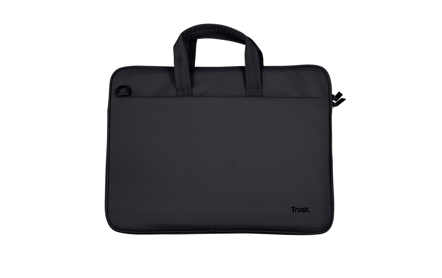 Trust Notebook-Tasche bis 14" – aus recyceltem Polyester, 2 Fächer – Schwarz