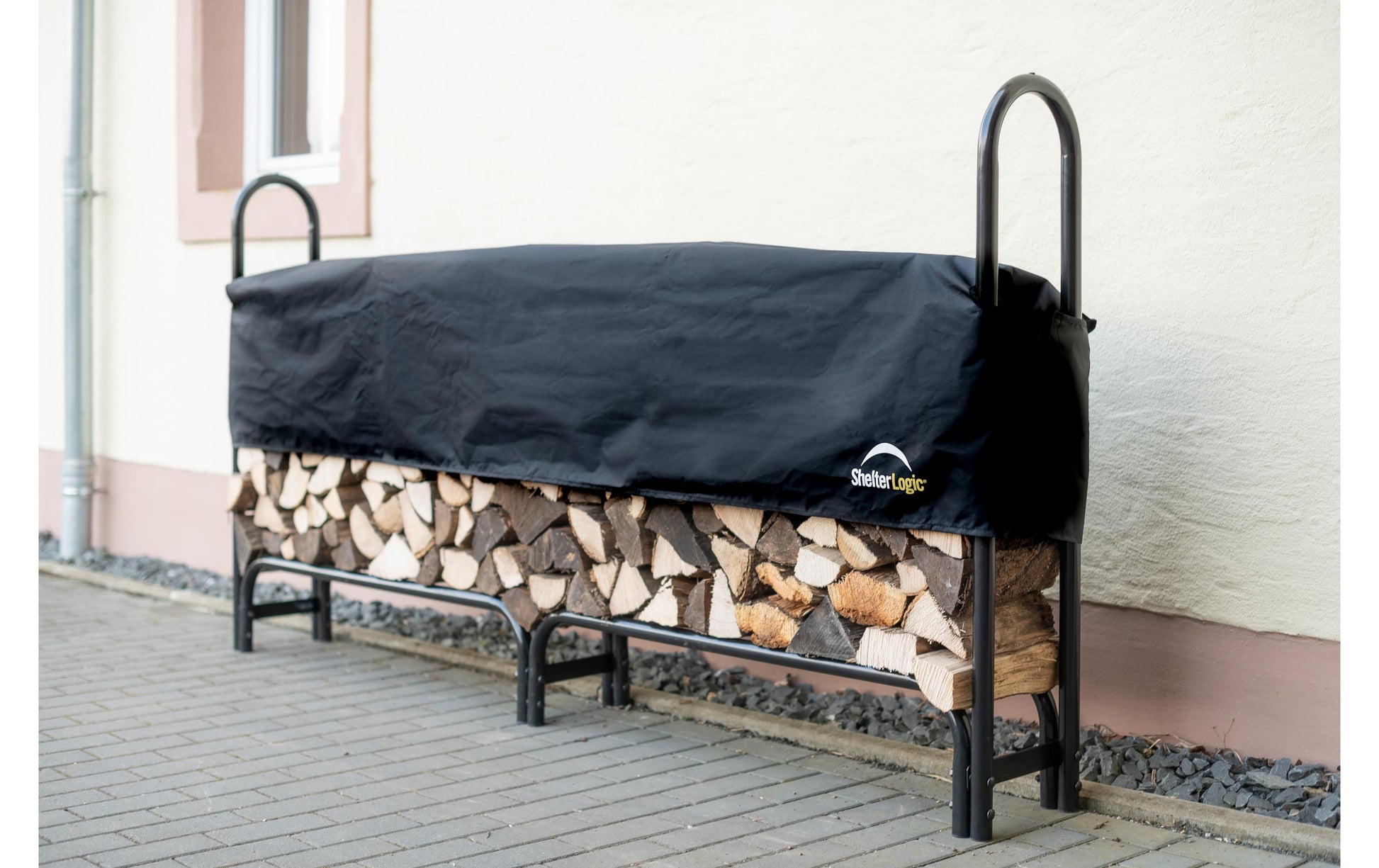 ShelterLogic Kaminholzregal mit Abdeckung – 244 × 25 × 118 cm – 1000 kg – Stahl