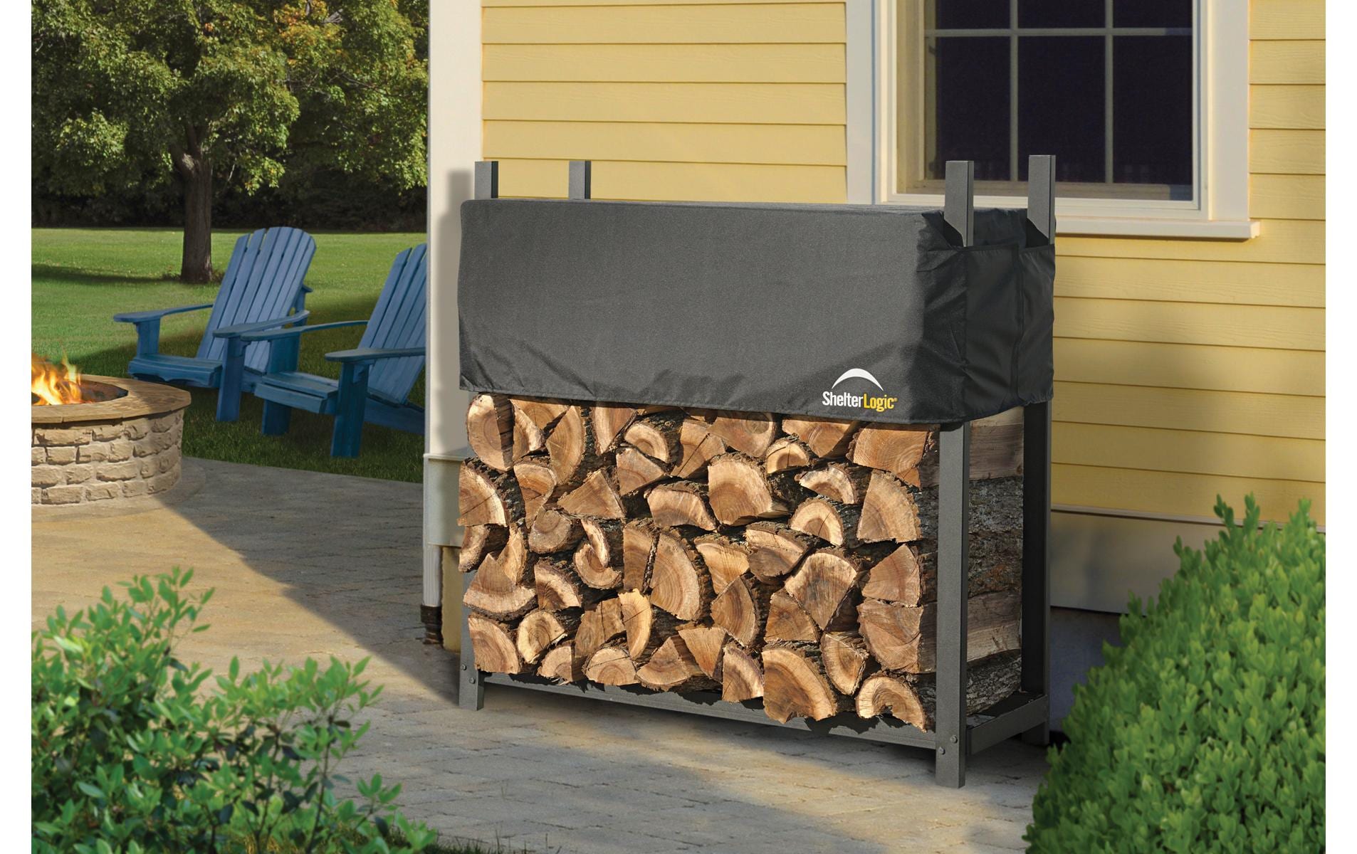 ShelterLogic Kaminholzregal mit Abdeckung – Stahl/Polyester – 1200 × 1189 × 360 mm