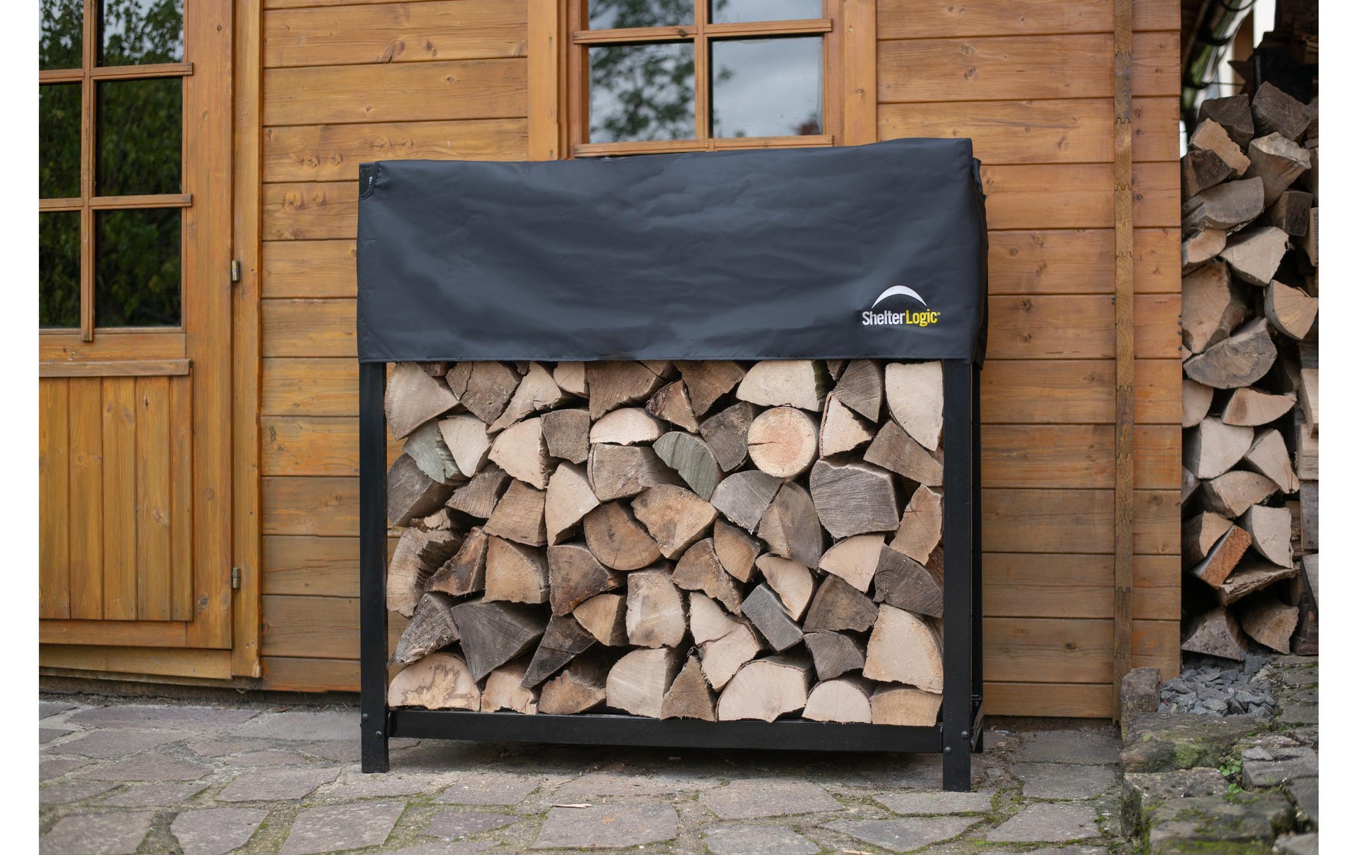 ShelterLogic Kaminholzregal mit Abdeckung – Stahl/Polyester – 1200 × 1189 × 360 mm