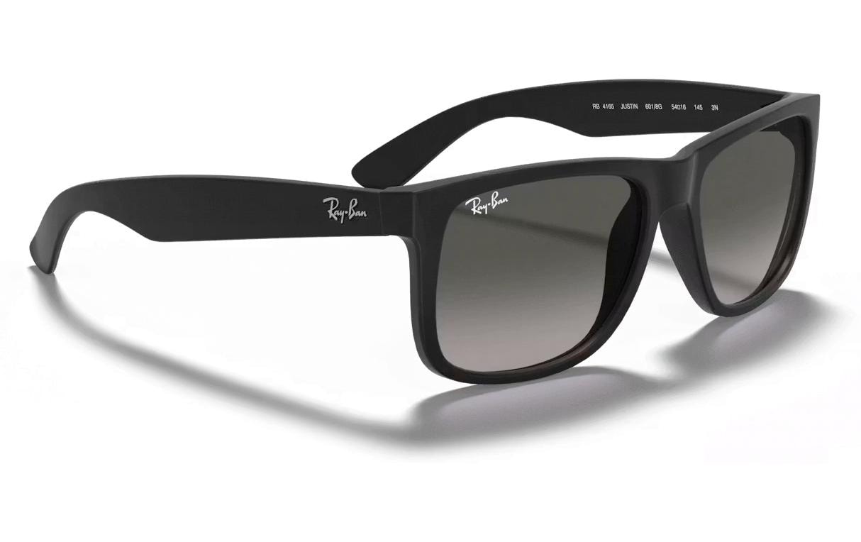 Ray-Ban Schutzbrille JUSTIN RUBBER BLACK – Graue Gläser, UV-Schutz, Schwarzer Rahmen