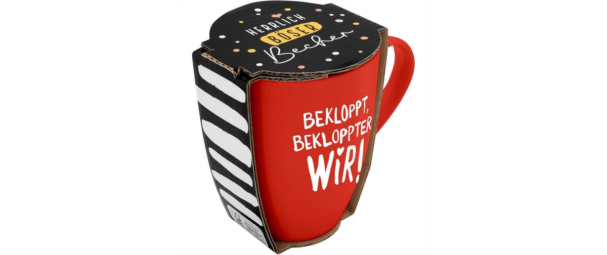 Sheepworld Becher – 350 ml, Ø 8,2 cm, H 10,7 cm, Porzellan (New Bone China), Rot/Weiss, spülmaschinenfest