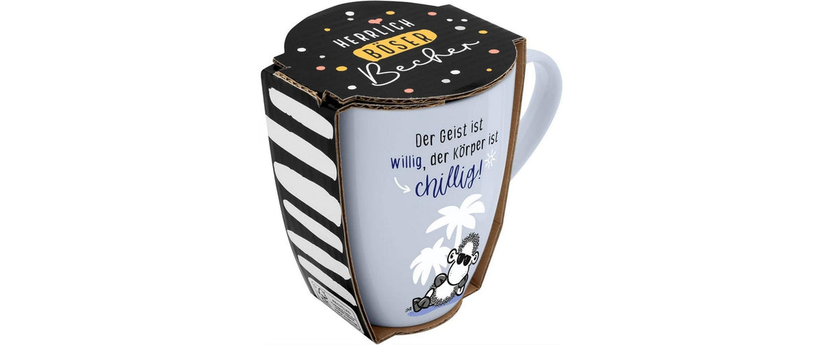 Sheepworld Becher Chillig – 350 ml, Ø 12,9 cm, H 10,7 cm, Porzellan, Hellblau, spülmaschinenfest
