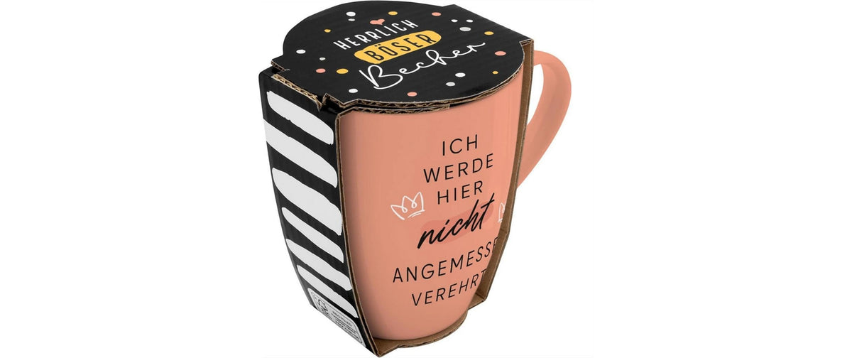 Sheepworld Kaffeebecher – 350 ml, Ø 8 cm, H 10,7 cm, New Bone China, Schwarz/Türkisrosa, spülmaschinenfest