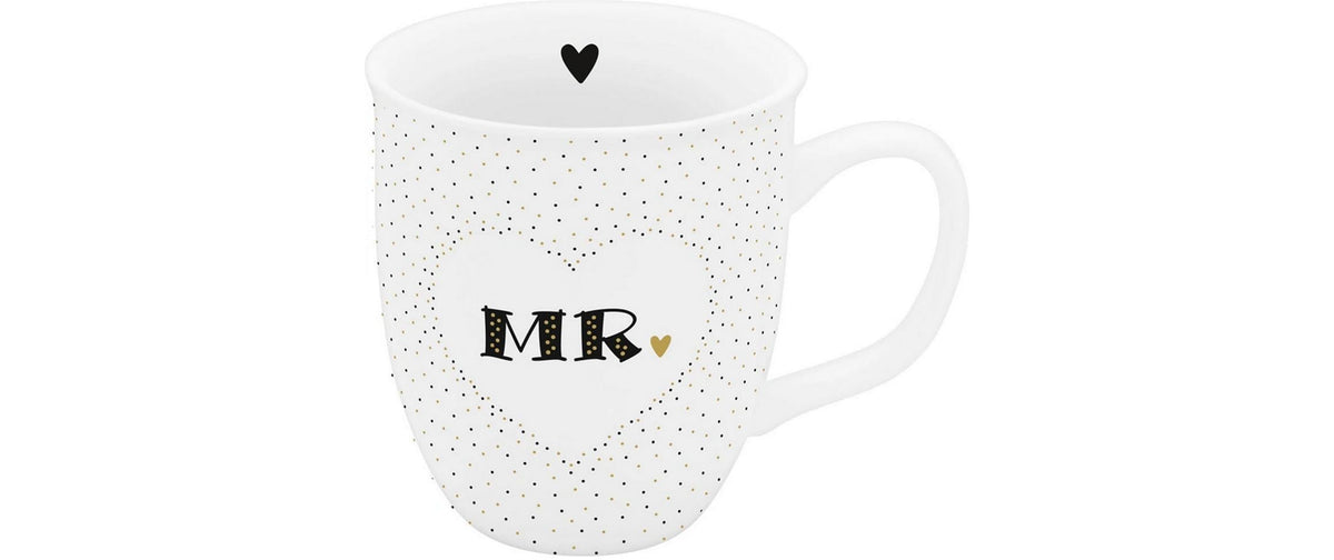 Sheepworld Espressotasse Mr & Mrs – 100 ml, Ø 6,0 cm, H 7,5 cm, Porzellan, Weiss/Schwarz