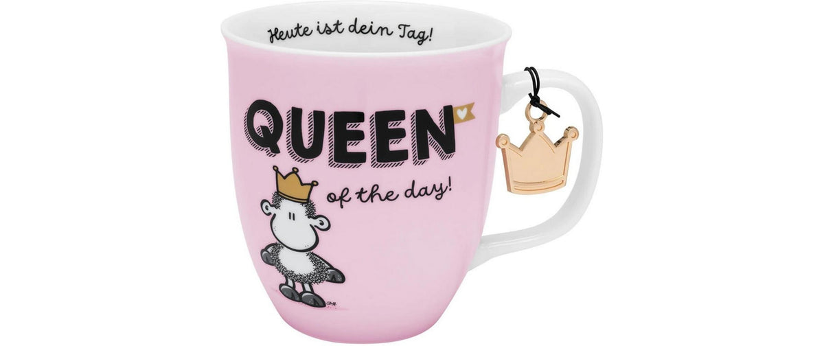 Sheepworld Kaffeetasse – 400 ml, Ø 9 cm, Porzellan, Rosa/Schwarz, spülmaschinenfest
