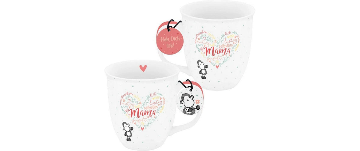 Sheepworld Tasse Grande Mama – 400 ml, Ø 9,0 cm, H 10,0 cm, Porzellan, Weiss