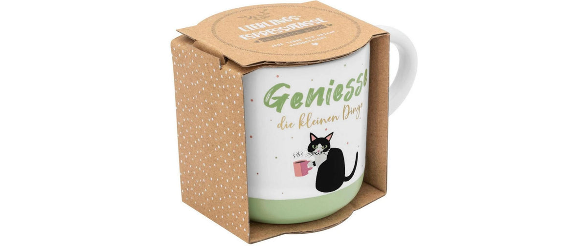 Sheepworld Espressotasse Druck Genisse – 100 ml, Ø 5,7 cm, H 6,5 cm, Steinzeug, Mehrfarbig