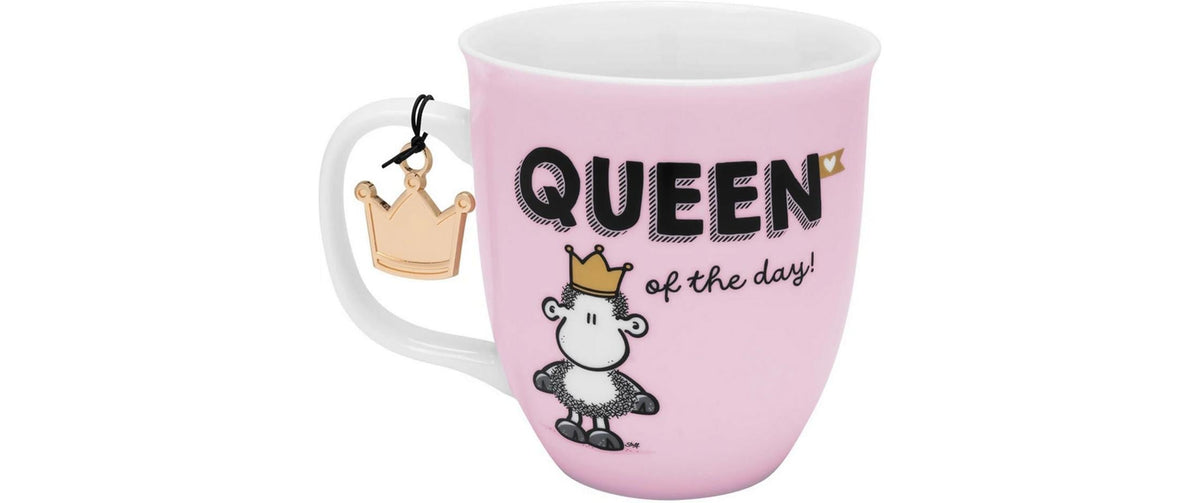 Sheepworld Kaffeetasse – 400 ml, Ø 9 cm, Porzellan, Rosa/Schwarz, spülmaschinenfest