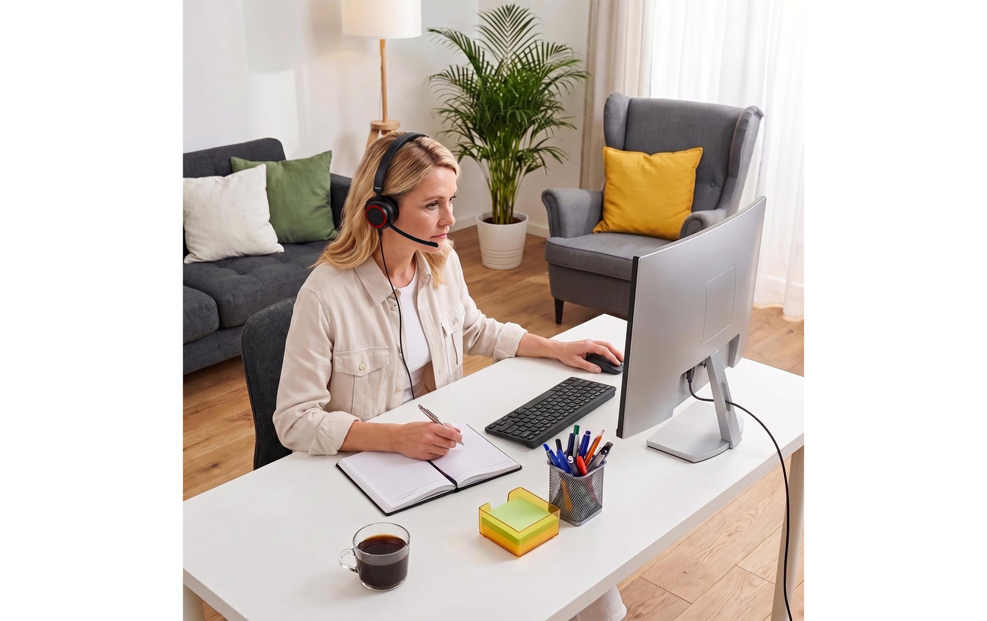 Gigaset OH31C PRO Office-Headset – On-Ear, Mono, Kabel (USB-A), für Apple MacBook und PC, Schwarz